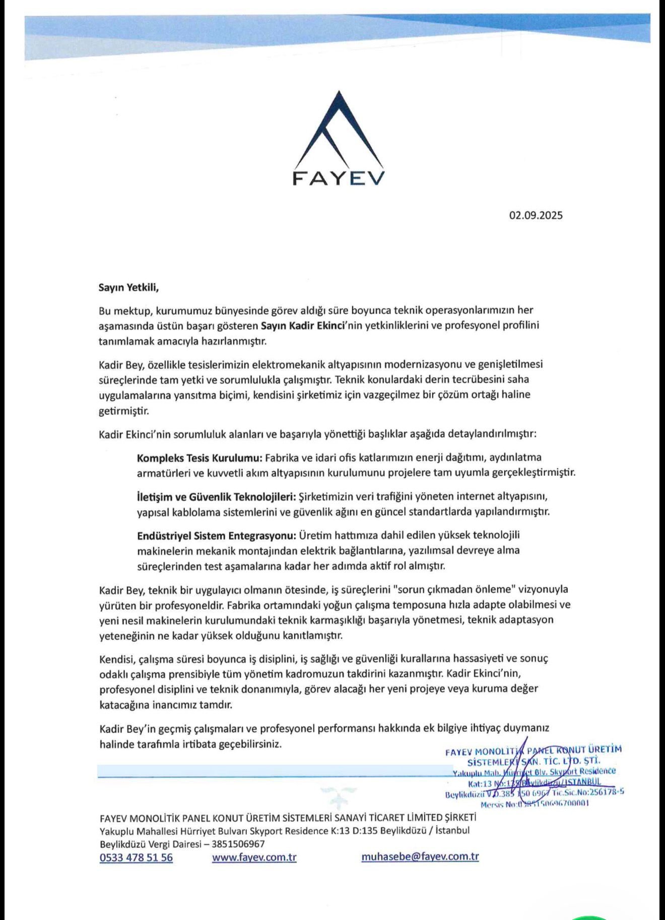 Fayev Monolitik Panel Konut Üretim Sistemleri San. Tic. Ltd. Şti.